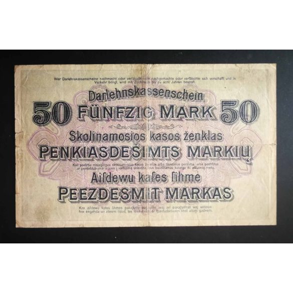 Germany 50 Mark KOWNO Poland, Lithuania, Latvia occupation 1918 F