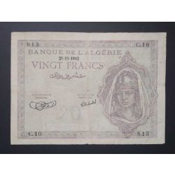 Algeria 20 Francs 1942 F