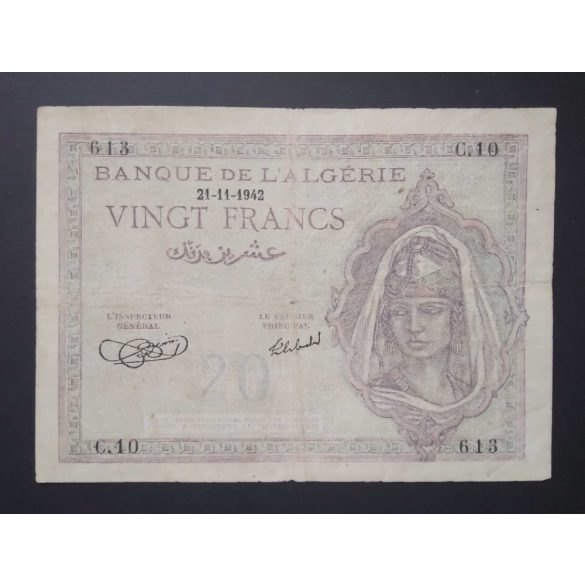 Algeria 20 Francs 1942 F