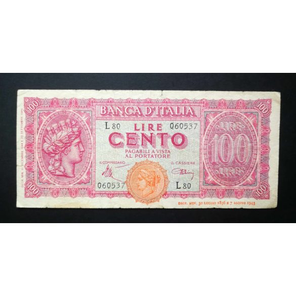 Italy 100 Lire 1943 F