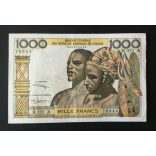 West African States Ivory Coast 1000 Francs 1965 VF+