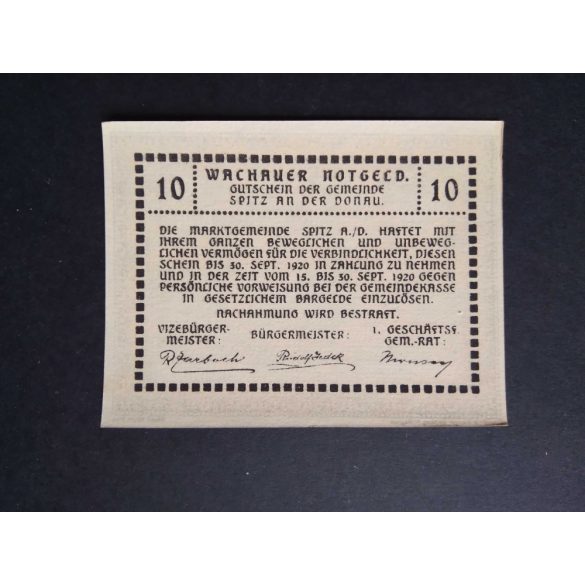 Austria 10 Heller 1920 Unc Spitz an der Donau