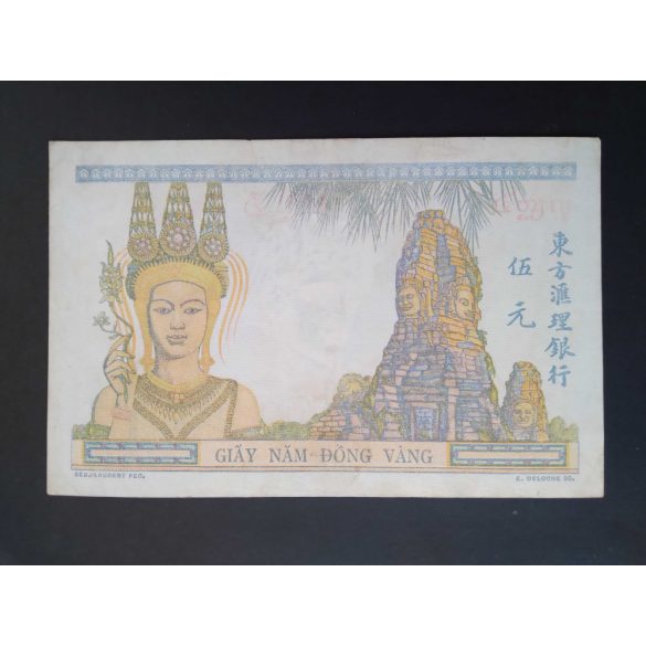 Francia Indokína 5 Piastres 1946 VF+