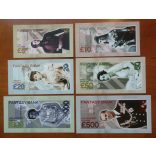 Egyesült Királyság uralkodók 5, 10, 20, 50, 100, 500 Pounds UNC szett