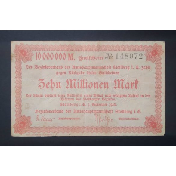 Germany Stollberg 10 Million Mark 1923 F