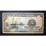 Bolivia 5 Bolivianos 1911 P-113a.2 F