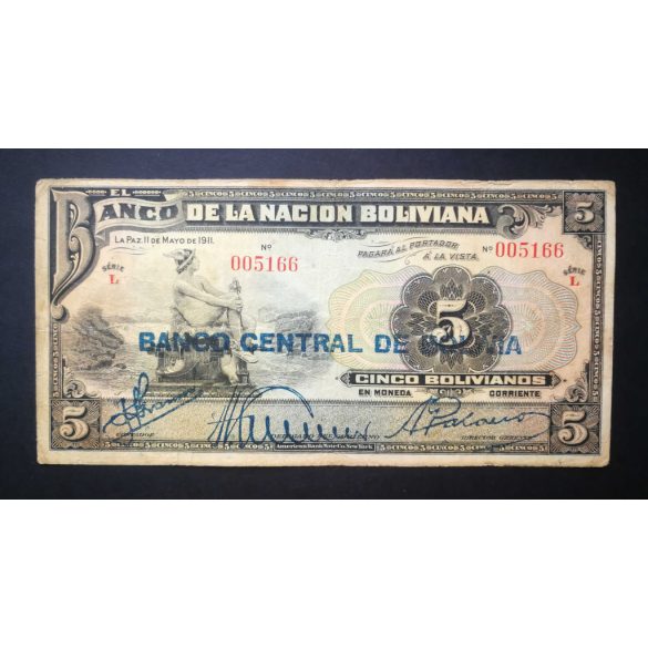 Bolivia 5 Bolivianos 1911 P-113a.2 F