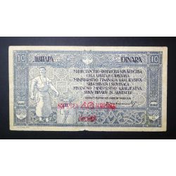   Kingdom of Serbia- Croatia- Slovenia 10 Dinara with 40 Kruna overstamping 1919 F