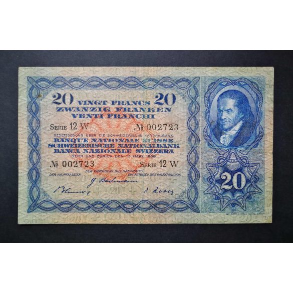Switzerland 20 Francs 1939 VF+