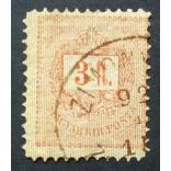 Hungary 1888 Letter, red cipher 3 FT. perf 11 1/2 ZIMONY Z(EMUN) used