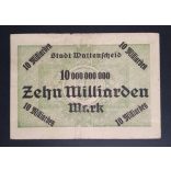 Németország 10 Milliárd Mark Wattenscheid 1923 F szárazbélyegzővel