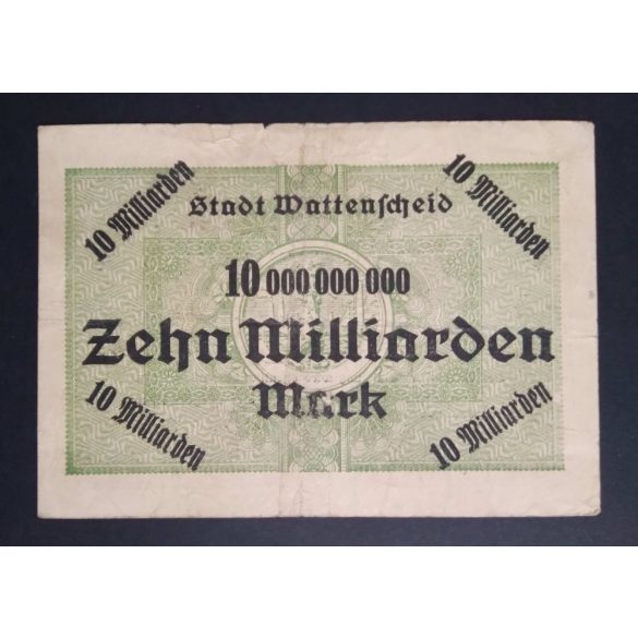 Németország 10 Milliárd Mark Wattenscheid 1923 F szárazbélyegzővel