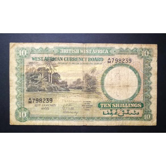 Brit Nyugat-Afrika 10 Shillings 1955 VG+