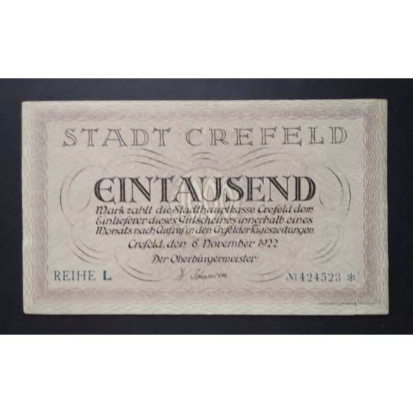 Germany 1000 Mark Crefeld 1922 F