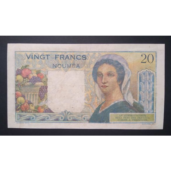 New Caledonia 20 Francs 1951 restored