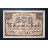Germany 500 Million Mark Remscheid 1923 Aunc 