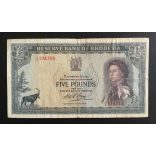 Rodézia 5 Pounds 1966 F