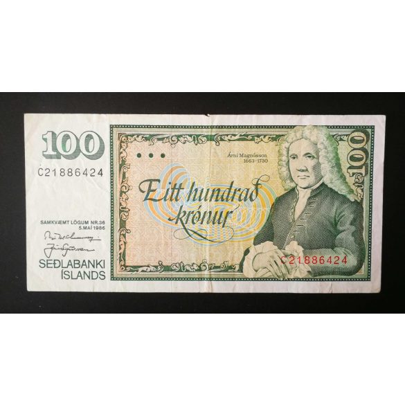 Iceland 100 Kronur 1986 F