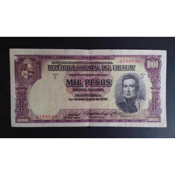 Uruguay 1000 Pesos 1939 F+