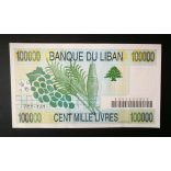 Lebanon 100000 Livres 2001 Unc-