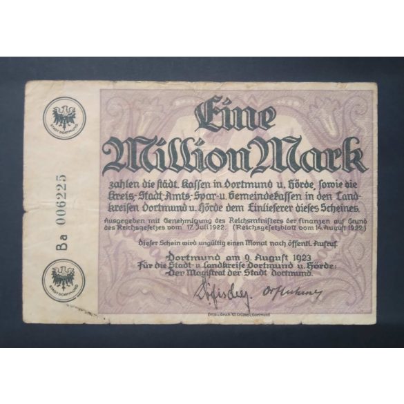 Germany Dortmund 1 Million Mark 1923 F