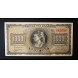 Greece 1000 Drachma 1942 VF