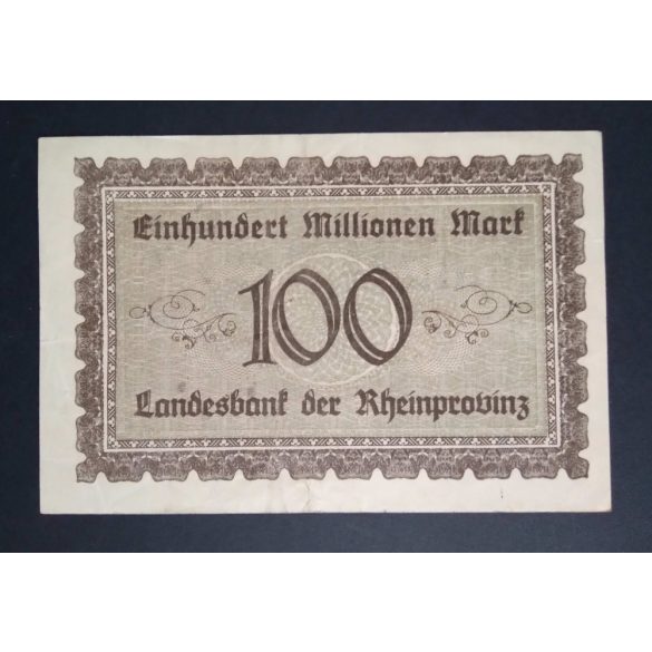 Germany 100 Million Mark Düsseldorf 1923 VF 