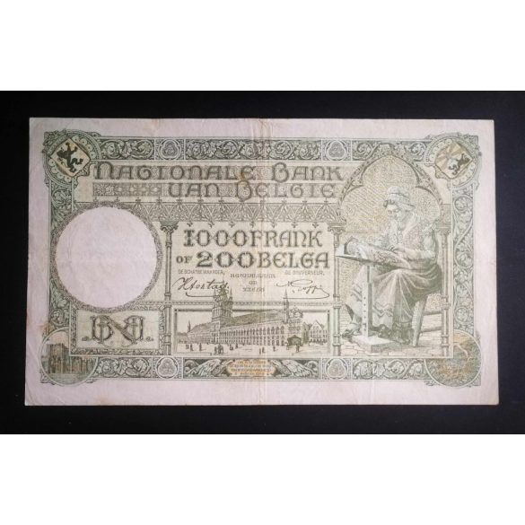 Belgium 1000 Francs/200 Belgas 1941 VF
