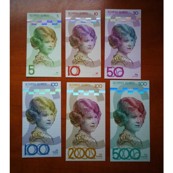 Aldabra-sziget 5, 10, 50, 100, 200, 500 Dollars UNC 