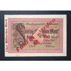   Németország 50 millió/ 5 milliárd Mark München 1923 VF- 