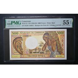   Kamerun 5000 Francs 1984-92 Aunc PMG által minősített bankjegy