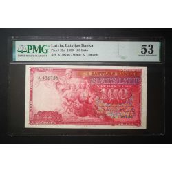 Latvia 100 Latu 1939 AUNC - PMG 53 graded banknote