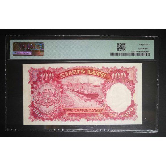 Latvia 100 Latu 1939 AUNC - PMG 53 graded banknote