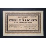 Németország 2 Millió Mark Oberhausen 1923 XF+ szárazbélyegzővel 