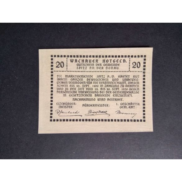 Austria 20 Heller 1920 Unc Spitz an der Donau 