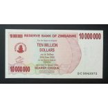 Zimbabwe 10 Million Dollars 2008 UNC
