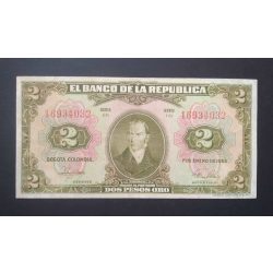 Kolumbia 2 Pesos Oro 1955 F+