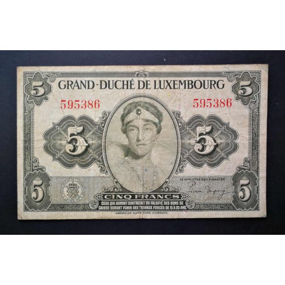 Luxemburg 5 Francs 1944 F