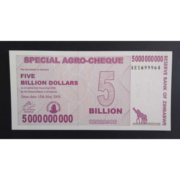 Zimbabwe 5 milliárd Dollar 2008 UNC