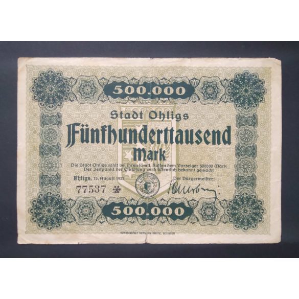 Germany 500000 Mark 1923 F Ohligs