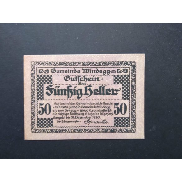 Austria 50 Heller 1920 Unc Windegg