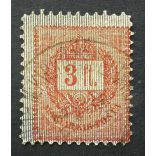 Hungary 1888 Letter, red cipher 3 FT. perf 11 1/2 M.kir. Tőzsdei Táv(beszélő Hivatal) Buda(pest) used