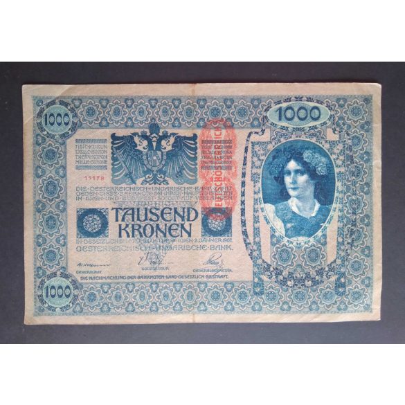 Ausztria  1000 Korona 1902 Deutschösterreich VF