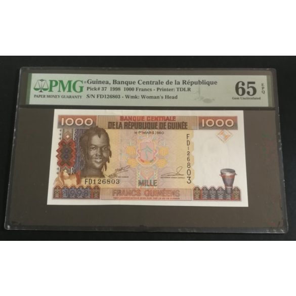 Guinea 1000 Francs 1985 UNC PMG 65 minősítés