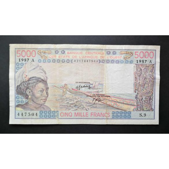 Nyugat-Afrikai Államok, Elefántcsontpart 5000 Francs 1987 F