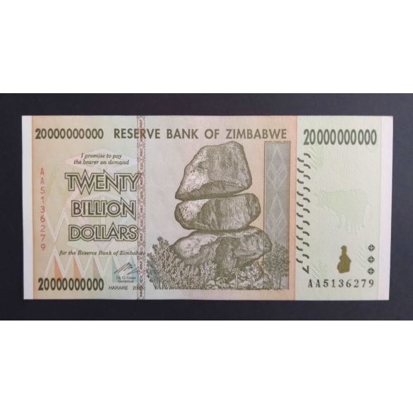 Zimbabwe 20 billion Dollars 2008 UNC-