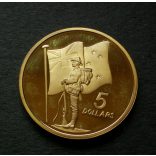 New Zealand 5 Dollars 1990 Aluminium-Bronze Proof, "75th Anniversary of ANZAC" commemorative coin