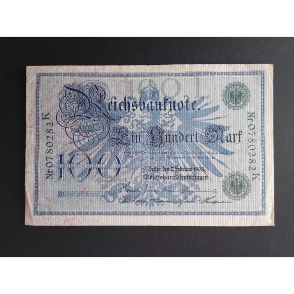 Németország 100 Mark 1908 VF+