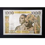 West African States Ivory Coast 1000 Francs 1965 F+