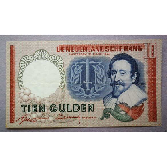 Netherlands 10 Gulden 1953 VF